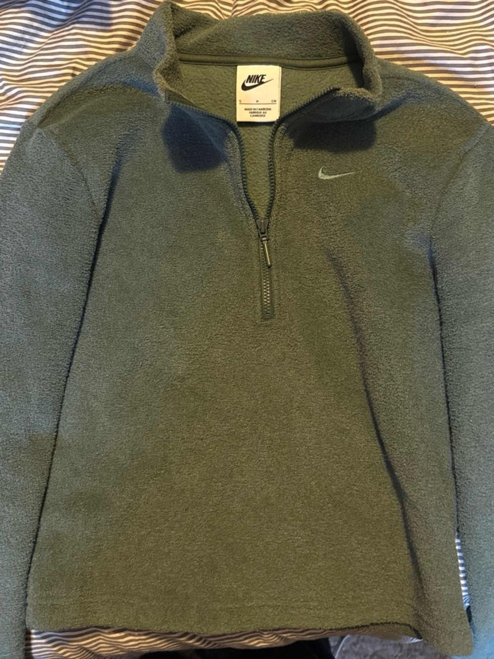 Nike Olive Green Half-Zip Fleece Pullover